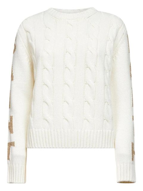 MC2 Saint Barth cable-knit lettering sleeves sweater - White - zdjęcie produktu nr 1