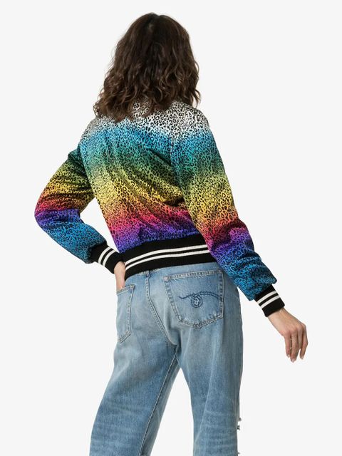 AMIRI leopard rainbow bomber jacket - BLACK WHITE