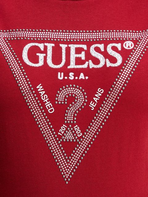 Guess t-shirt bawełniany damski kolor czerwony W5BI18 I3Z14