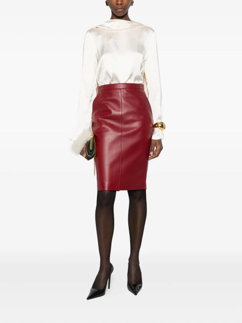 Saint Laurent Cassandre midi pencil skirt - Red