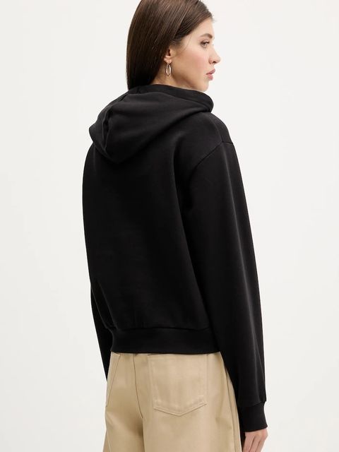 Vans bluza bawełniana damska kolor czarny z kapturem gładka VN000RAHBLK1