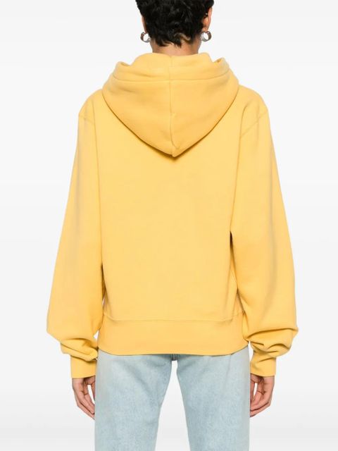 Saint Laurent logo-print cotton hoodie - Yellow