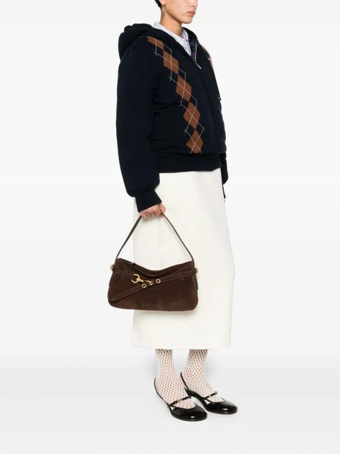 Miu Miu hook-fastening suede shoulder bag - Brown - zdjęcie produktu nr 2