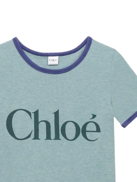 Chloé logo-print round-neck T-shirt - Blue - zdjęcie produktu nr 2