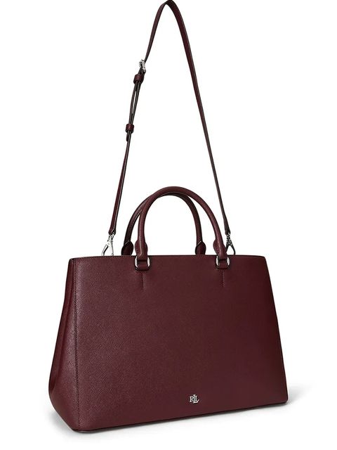 Lauren Ralph Lauren torebka skórzana kolor bordowy 431898556