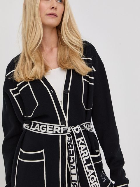 Karl Lagerfeld kardigan z domieszką wełny 221W2003 damski lekki - zdjęcie produktu nr 2