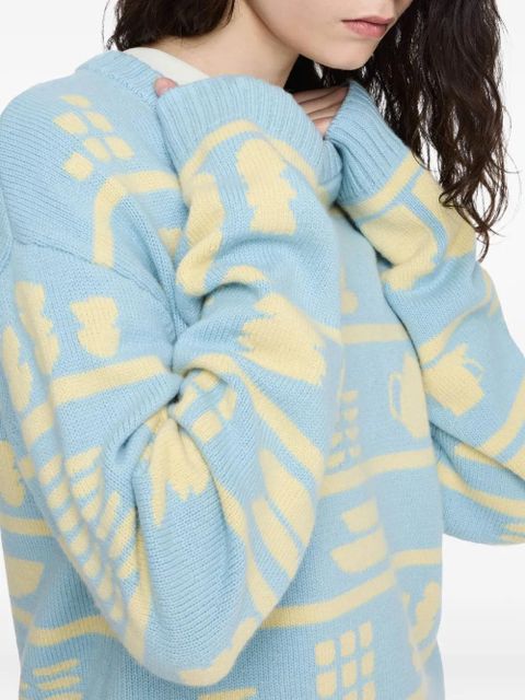 JW Anderson crockery-jacquard jumper - Blue