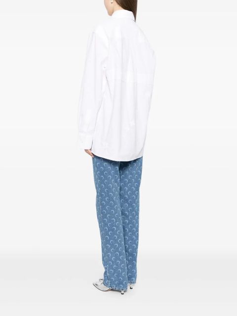 Marine Serre upcycled twin pocket shirt - White