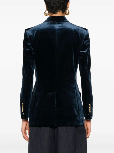TOM FORD velvet double-breasted blazer - Blue