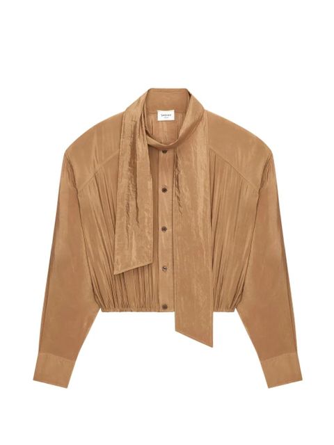 Saint Laurent Lavallière tie-neck buttoned blouse - Brown