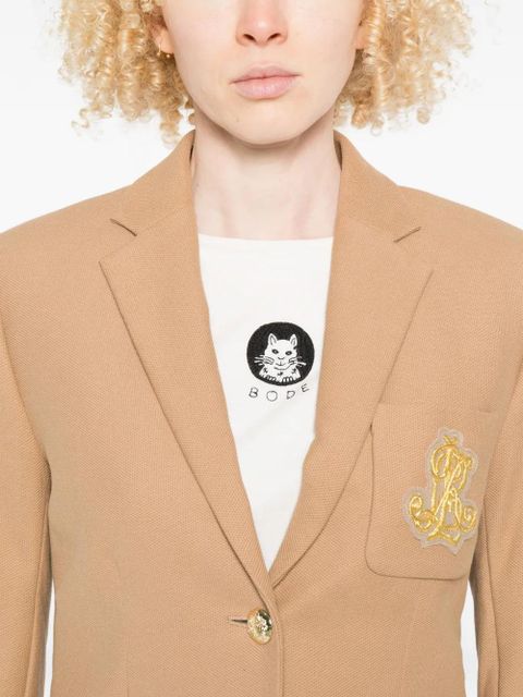 Lauren Ralph Lauren embroidery-detail chest-pocket blazer - Neutrals