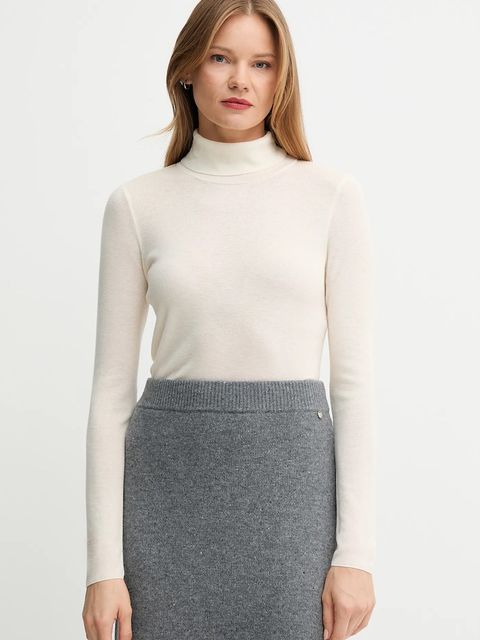 Mos Mosh sweter wełniany damski kolor beżowy lekki z golfem 165910 - zdjęcie produktu nr 1