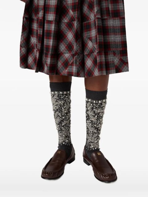 Miu Miu tartan pleated midi skirt - Red