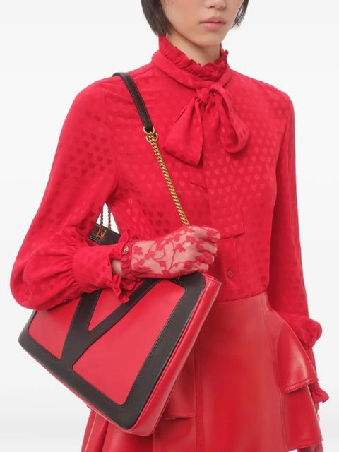 Valentino Garavani Cour de Coeur-print silk shirt - Red - zdjęcie produktu nr 2