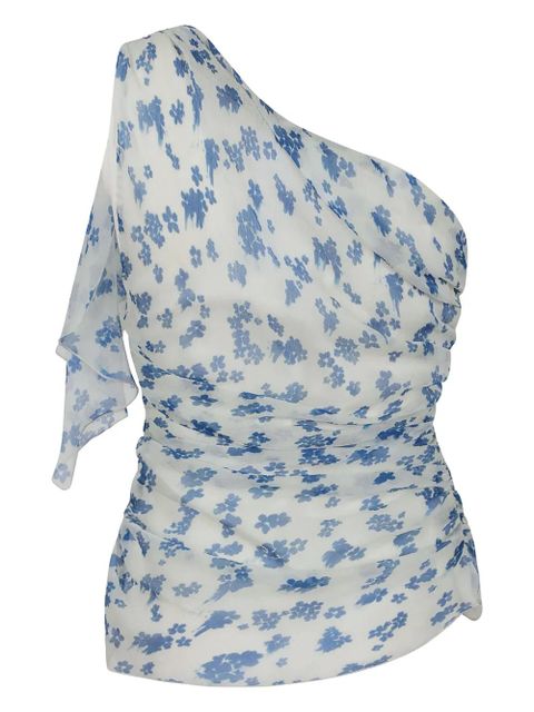 Victoria Beckham floral-print one-shoulder top - Blue - zdjęcie produktu nr 2