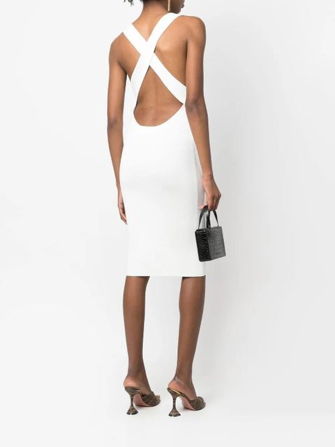 Yves Salomon ribbed cross-strap midi dress - White - zdjęcie produktu nr 2