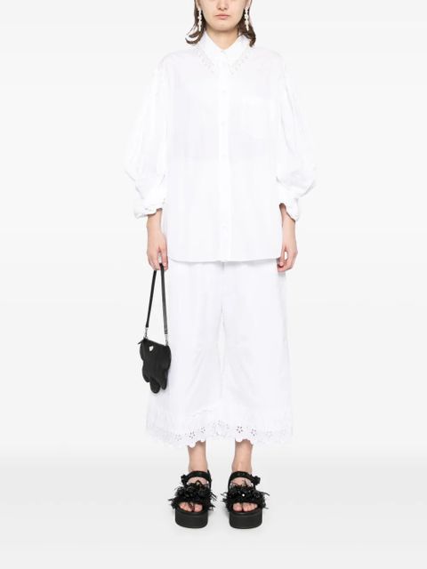 Simone Rocha ruffle-waisted cropped trousers - White - zdjęcie produktu nr 2