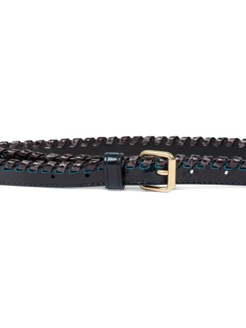 DRIES VAN NOTEN braided-embellishment leather belt - Black