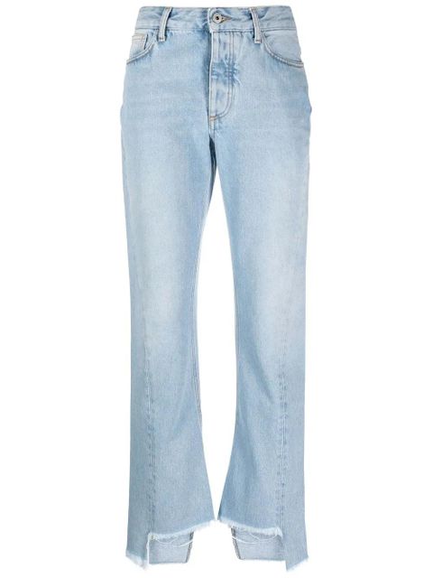 Off-White frayed-edge straight-leg jeans - Blue - zdjęcie produktu nr 1