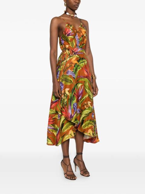 FARM Rio floral-print midi dress - Brown