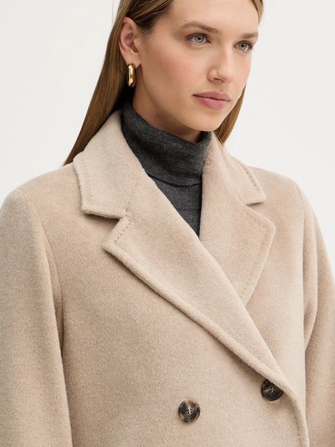 Weekend Max Mara płaszcz z dodatkiem wełny ZUFOLO kolor beżowy 2525016092600