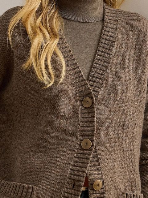 Lauren Ralph Lauren kardigan z dodatkiem wełny damski kolor brązowy 200979672