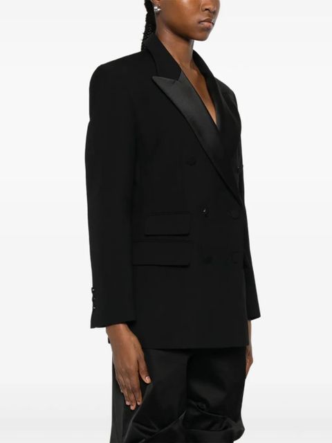SANDRO satin-lapel double-breasted blazer - Black