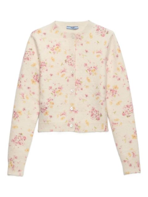 Prada floral-pattern cardigan - Neutrals - zdjęcie produktu nr 1
