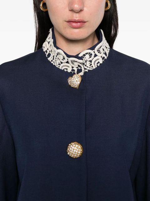 Valentino Garavani lace-trimmed button-detail jacket - Blue