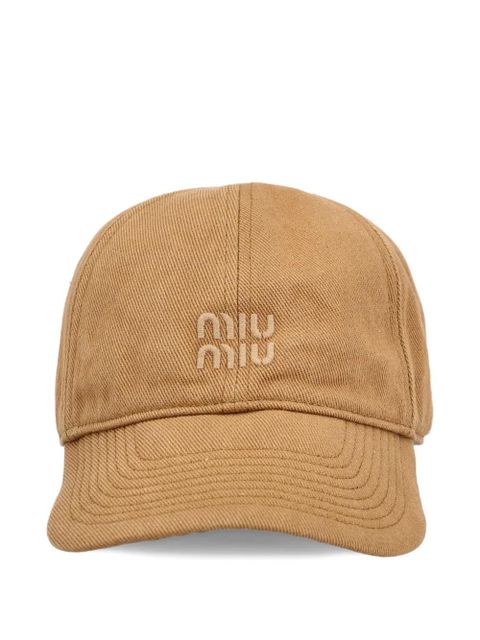 Miu Miu logo-embroidered baseball cap - Neutrals - zdjęcie produktu nr 1