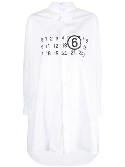 MM6 Maison Margiela logo-print cotton shirtdress - White - zdjęcie produktu nr 1