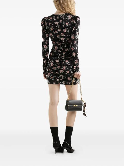 Dolce & Gabbana ruched floral mini dress - Black
