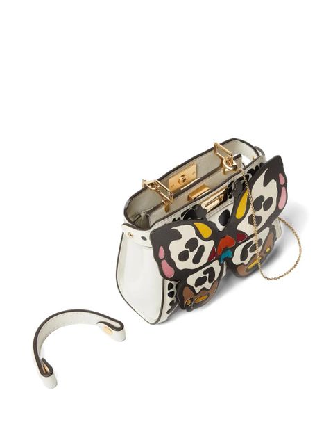 FENDI Nano Peekaboo butterfly-motif chain-strap tote bag - White