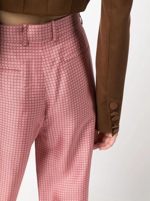 Lanvin geometric-print wide-leg silk trousers - Pink
