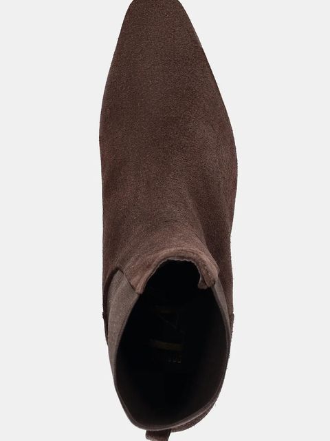 Answear.LAB botki zamszowe kolor brązowy na szpilce