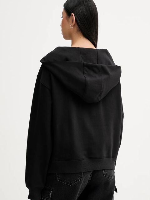 Tommy Jeans bluza bawełniana damska kolor czarny z kapturem gładka DW0DW21924