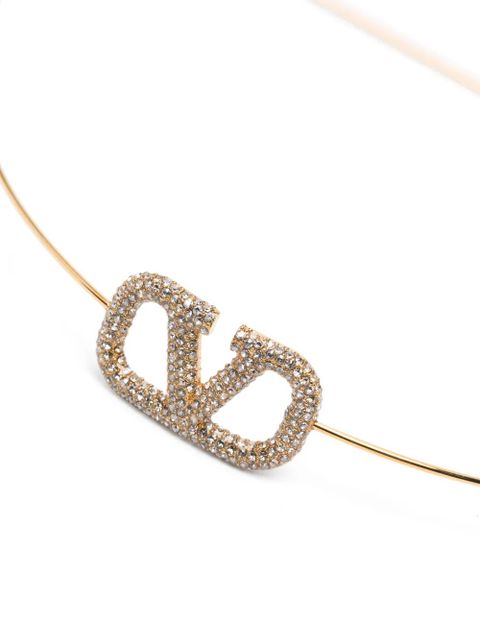 Valentino Garavani VLogo crystal-embellished headband - Gold