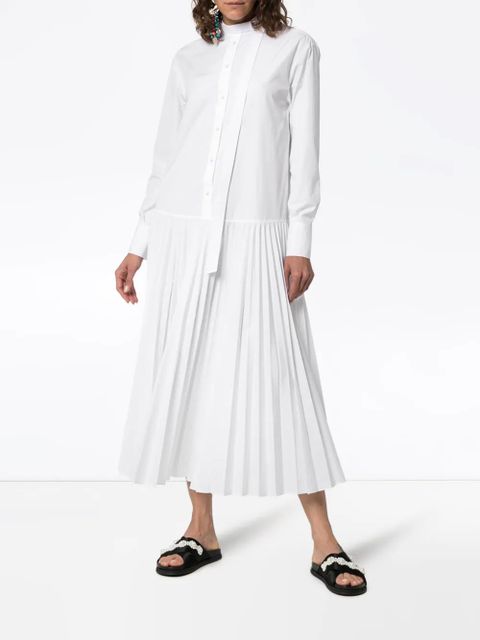 Valentino Garavani pleated cotton-blend poplin dress - White