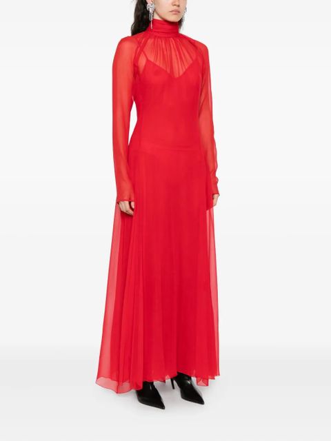 Blumarine high-neck long-sleeve dress - Red