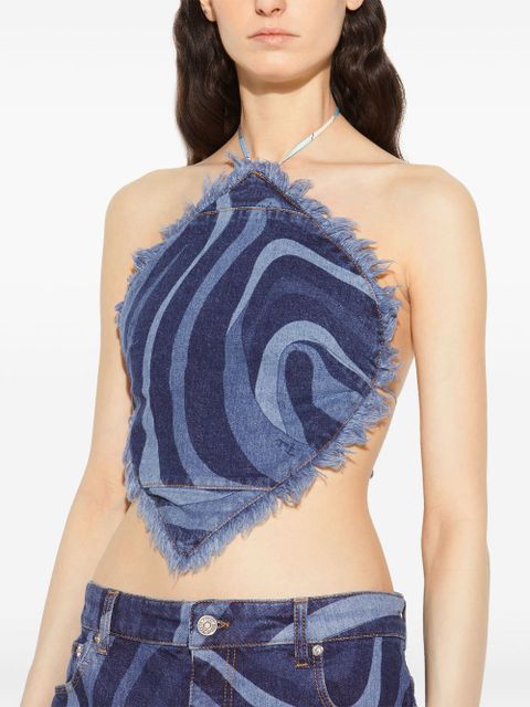 PUCCI denim halterneck top - Blue
