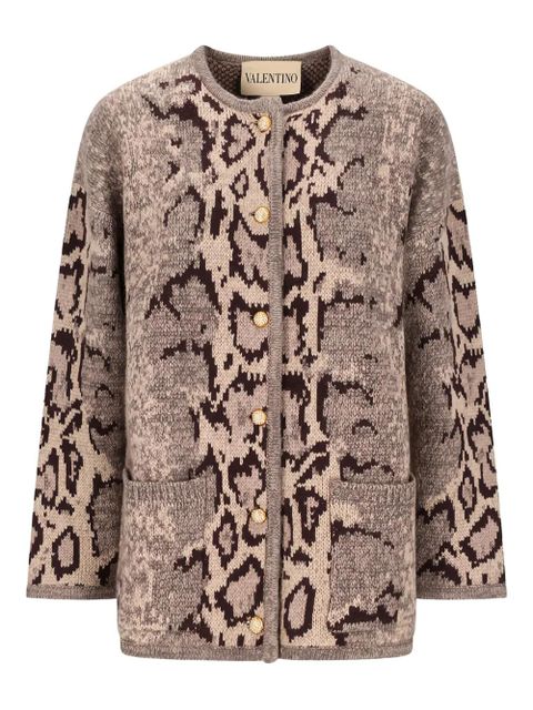 Valentino Garavani animalier-print buttoned cardigan - Neutrals - zdjęcie produktu nr 1