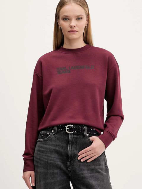 Karl Lagerfeld Jeans bluza damska kolor bordowy z nadrukiem A1W20005 - zdjęcie produktu nr 1