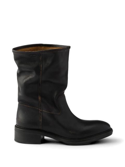 Prada Vintage-effect leather boots - Black - zdjęcie produktu nr 1