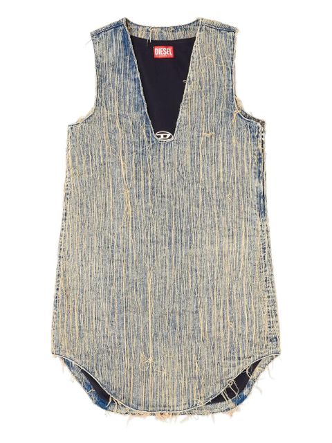 Diesel De Laris frayed V-neck asymmetric day dress - Blue - zdjęcie produktu nr 1