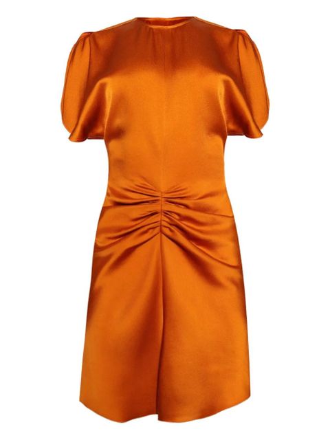 Victoria Beckham gathered puff-sleeve mini dress - Orange - zdjęcie produktu nr 1