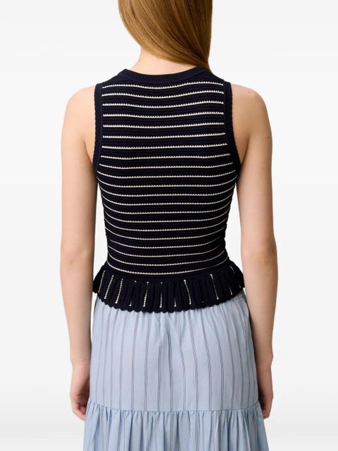 Claudie Pierlot striped ruffled top - Blue