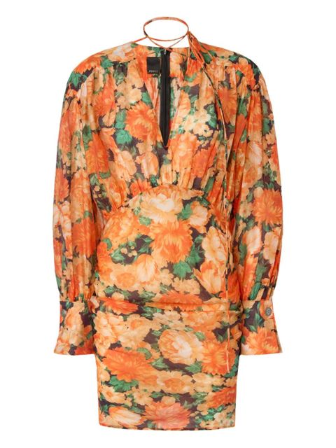 PINKO floral V-neck mini dress - Orange - zdjęcie produktu nr 1