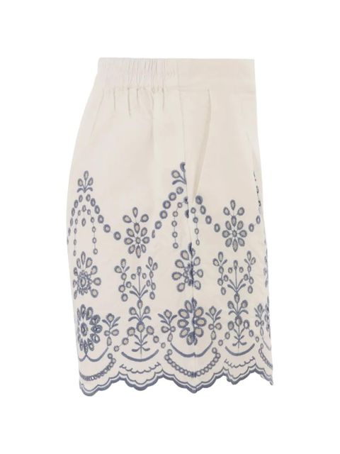 MC2 Saint Barth broderie-anglaise scalloped-hem shorts - Neutrals