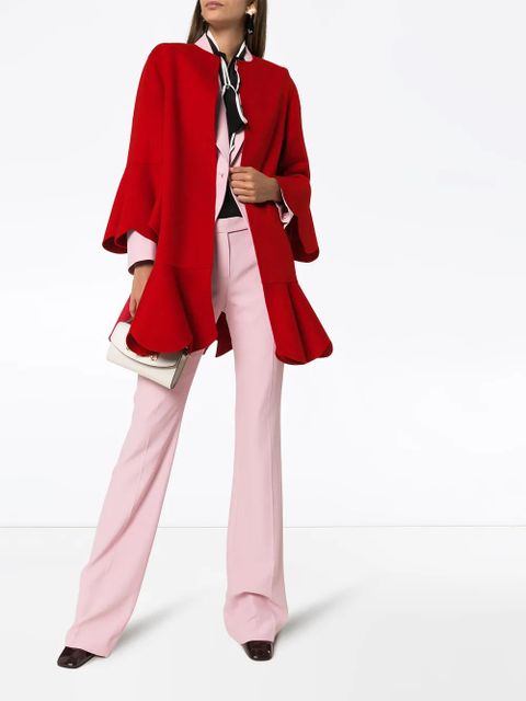 Valentino Garavani collarless ruffled coat - Red - zdjęcie produktu nr 2