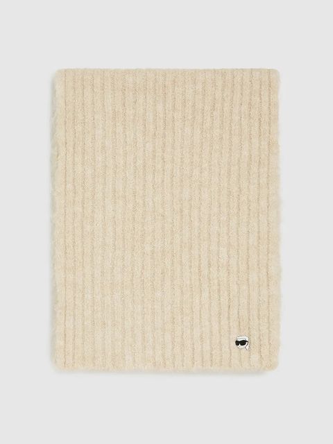 Karl Lagerfeld szalik IKON damski kolor beżowy gładki A4W33119 - zdjęcie produktu nr 2